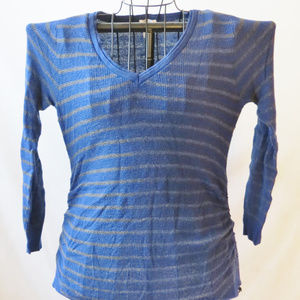 Maternity Striped Rouched Thermal Long Sleeve Top